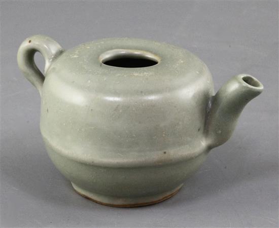 A Chinese Longquan celadon globular wine pot, Ming dynasty, length 11.5cm